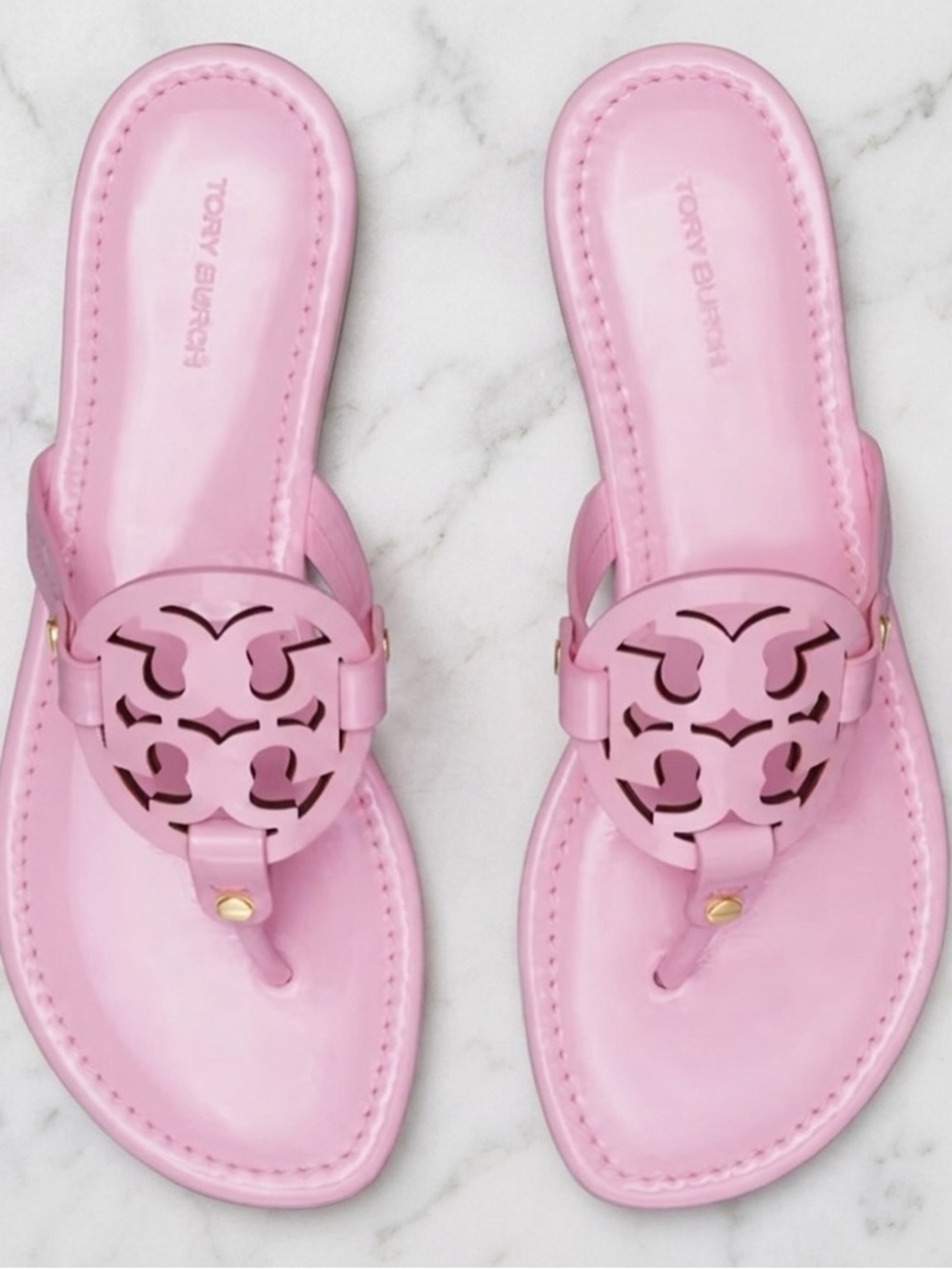 Tory Burch Pink Miller Cutout Thong Sandals